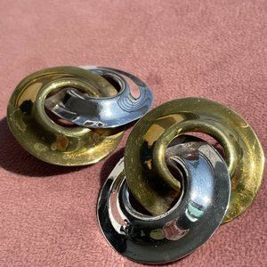 Vintage Mexican Taxco Sterling Silver Two Tone Earrings